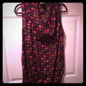 Cute polka dot draped cowl neck sleeveless shirt